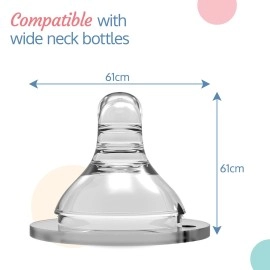 Luv Lap Anti-Colic Natura Flo Teat/Nipple for Wide Neck Bottle, 4pcs, Fast Flow, 6m+