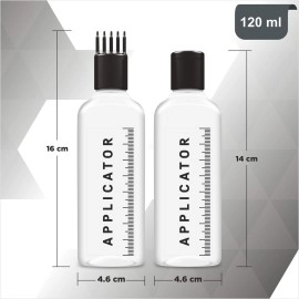 Chariot New York Plastic Hair Root Applicator Bottle With Comb Cap For Applying Hair Oil, Shampoo And Medicine 120 Ml Pack Of 2 (Clear)