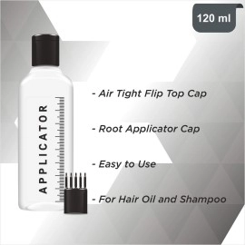Chariot New York Plastic Hair Root Applicator Bottle With Comb Cap For Applying Hair Oil, Shampoo And Medicine 120 Ml Pack Of 2 (Clear)