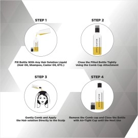 Chariot New York Plastic Hair Root Applicator Bottle With Comb Cap For Applying Hair Oil, Shampoo And Medicine 120 Ml Pack Of 2 (Clear)