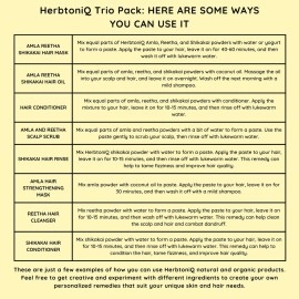 HerbtoniQ 100% Natural Dry Amla Powder, Reetha Fruit Powder & Shikakai Fruit Powder For Healthy Hair Care Pack (400 g)