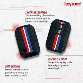 Keyzone Striped Silicone Key Cover Compatible for Suzuki Baleno, Grand Vitara, XL6, Swift, New Brezza 2022, Ertiga, Dzire (2 Button Smart Key, Black)