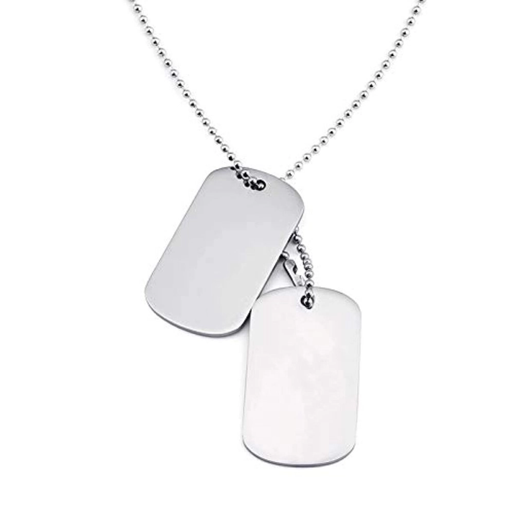 Yellow Chimes Stainless Steel Daily Wear Plain Army Dual Dog Tag Pendant Necklace for Men (Silver) (YCSSCH-TAGDUAL-SL)