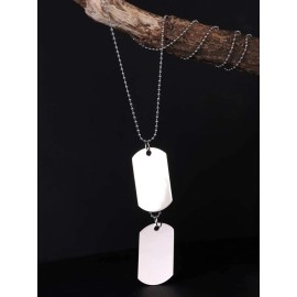 Yellow Chimes Stainless Steel Daily Wear Plain Army Dual Dog Tag Pendant Necklace for Men (Silver) (YCSSCH-TAGDUAL-SL)