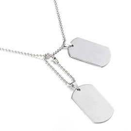 Yellow Chimes Stainless Steel Daily Wear Plain Army Dual Dog Tag Pendant Necklace for Men (Silver) (YCSSCH-TAGDUAL-SL)