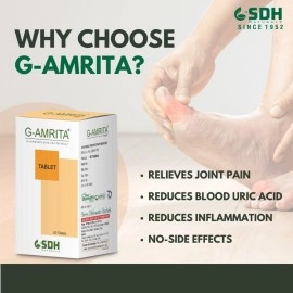 SHREE DHANWANTRI HERBALS Naturals G Amrita Capsule helps in Gout, Joint Pain Relief by Healthy Uric Acid Level, helps reduce swelling & Pain, Supplement for Joint care pack of 120 (60x2) Capsules