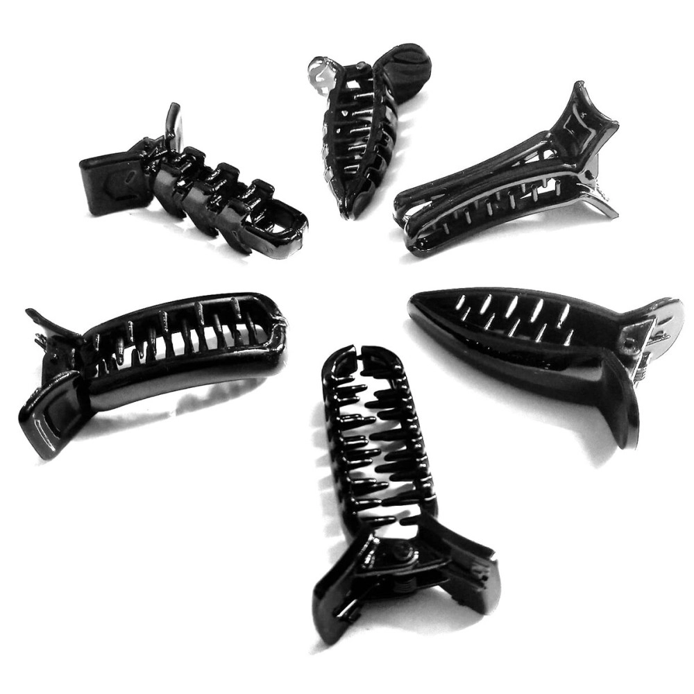 BHARATGAURAV - Hair Accessories Plastic Banana Clips/Clutch for Girls and Women (Pack of 6,Black)