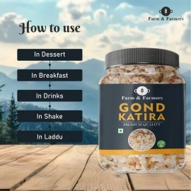 Farm & Farmers Gond Katira Tragacanth Gum 400g | Natural Body Coolant & Digestive Booster | Premium Quality Edible Gum for Summer Drinks, Desserts, Sharbat, Falooda, Smoothies & Ayurvedic Wellness