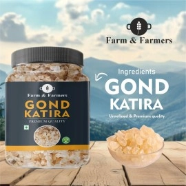 Farm & Farmers Gond Katira Tragacanth Gum 400g | Natural Body Coolant & Digestive Booster | Premium Quality Edible Gum for Summer Drinks, Desserts, Sharbat, Falooda, Smoothies & Ayurvedic Wellness