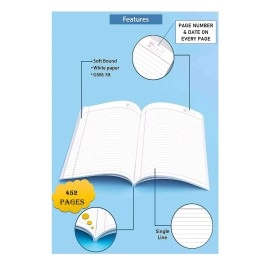 Rush 452 Pages A4 Size Notebook - Single Line Ruled (29 x 21 cm) | Ruled notebooks for Writing | Register Notebook for Students | Pack Set of 1 | Copy for Students