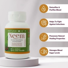 Nature Code Neem Ayurvedic Capsules| Azadirchta indica 400 mg |Blood Purifier Anti Acne, Skin Wellness| For both men and women| Ayurvedic Classical Medicine (1)