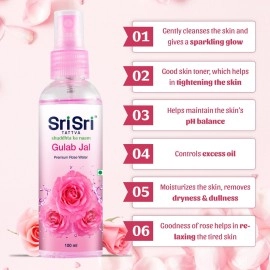 Sri Sri TATTVA shuddhta ka naam Gulab Jal Spray - Pure Rose Water Mist for Hydrated, Glowing Skin - Premium Toner & Cleanser for Soft, Smooth Skin | 100ml (Pack of 2)