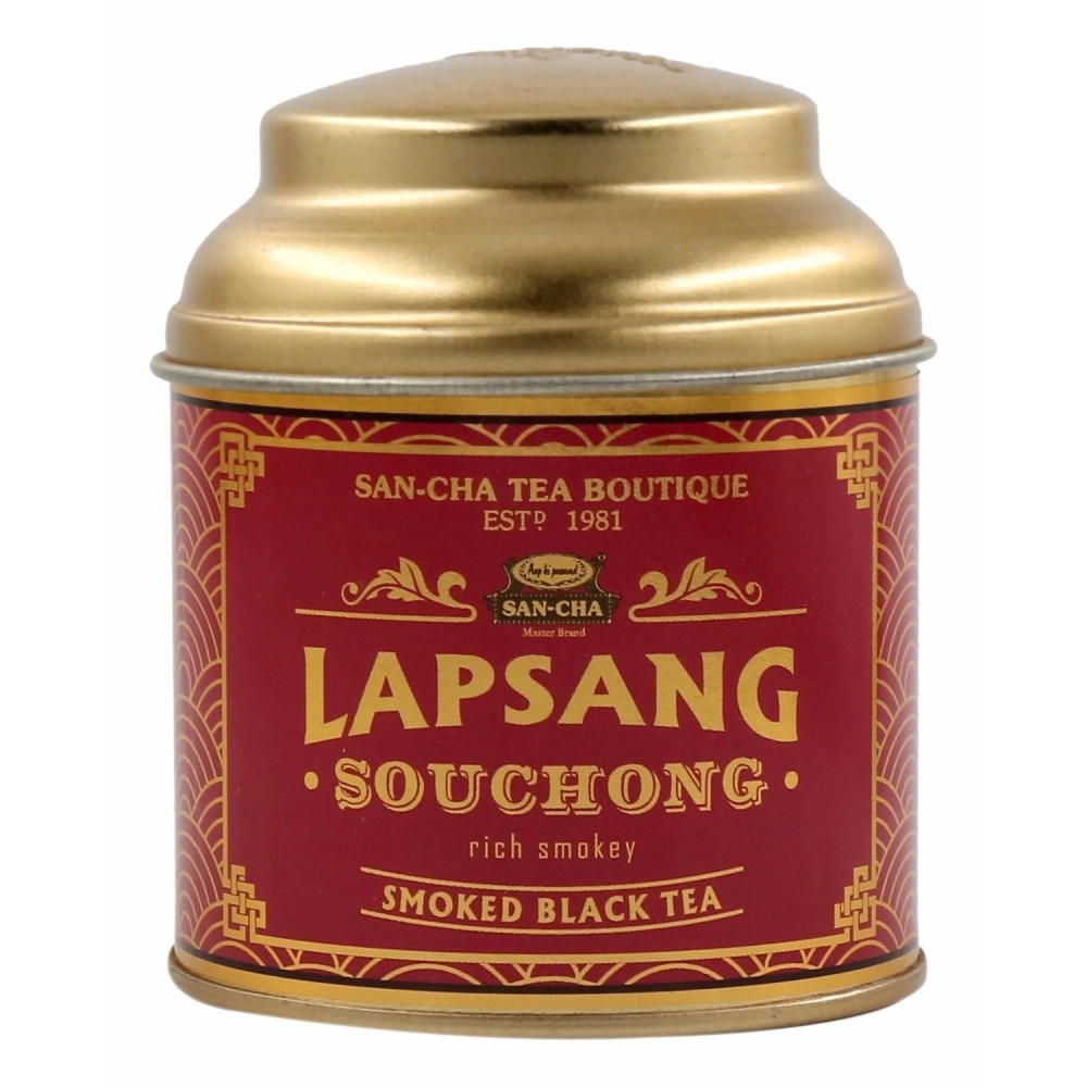 SAN-CHA Tea Boutique Lapsang Souchong Smoked Tea|Russian Caravan Tea|Single Malt Whisky Like Notes|Robust|Pleasurable and Smooth (25Cups+)|Smoked Tea Leaves|50gms Loose Leaf Tea