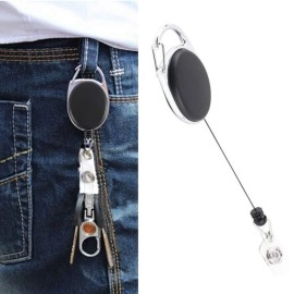 ANG 5 Pcs Oval Shape Retractable Yo-Yo Clip for Id Card Holder (Black)