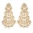I Jewels 18k High Gold Matt Finish Plated Long 3 Layered Beaded Chandbali Earrings with Kundan & Pearl Work for Women (E2859)
