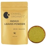 CARMEL ORGANICS Indigo Leaves Powder (340 Grams) - Natural Hair Colorant for Black/Brown, Includes Gloves & Cap, No Added Colors or Preservatives, Avuri Akulu, Indigofera Tinctoria