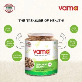 Vama Soya Mini Chunks | 99% Fat-free | Vegan | Gluten-free | Pack of 2 | Healthy products | 250 g Each
