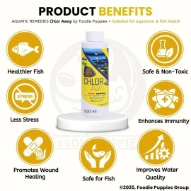 Foodie Puppies Aquatic Remedies Chlor Away - 100ml | Suitable for Fresh Water and Salt Water | Chlorine and Chloramine Remover | Aquarium Water Conditioner, with Free Key Ring