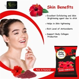 Online Quality Store 100% Pure Raw Dried Hibiscus_100g - The Green Herbs Organic Hibiscus Powder | Hibiscus Pure Herbal 100% Natural Raw & Dried Ayurvedic Powder for Face Pack
