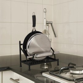 Rollyware Iron Black Belan and Chakla Stand, Belan Tava Rolling Pin Holder, Heavyweight, Durable Chakla Holder for Kitchen, 4in1 Kitchen Rack