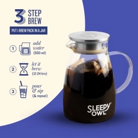 Sleepy Owl Coffee French Vanilla Cold Brew Packs | Set of 5 Packs - Makes 15 Cups |3 Step Brew - No Equipment Required | 100% Arabica Beans - Sourced Directly from Farms
