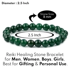 Reiki Crystal Products Natural Green Aventurine Bracelet 8 mm Round Bead Bracelet for Unisex