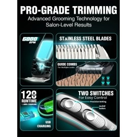 VGR Professional Cordless Rechargeable Beard Trimmer with Guide Brush for Men, Black, V-055