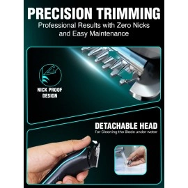 VGR Professional Cordless Rechargeable Beard Trimmer with Guide Brush for Men, Black, V-055