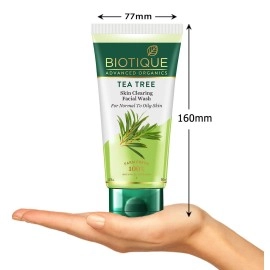 Biotique Tea Tree Skin Clearing Normal To Oily Skin Face Wash, 150 Ml Treats Acne, Pimples, Clear Skin Paraben & Sls Free, Multi