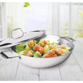 Milton Pro Cook Triply Stainless Steel Kadhai with Lid, 28 cm / 4.6 Litre