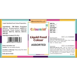 Colourmist Liquid Food Colour Assorted 20 Gm, Pack of 10 Colours (Orange, Blue, Orange Red, Raspberry Red, Purple, Lemon Yellow, Green, Chocolate, Tomato Red, Pink)