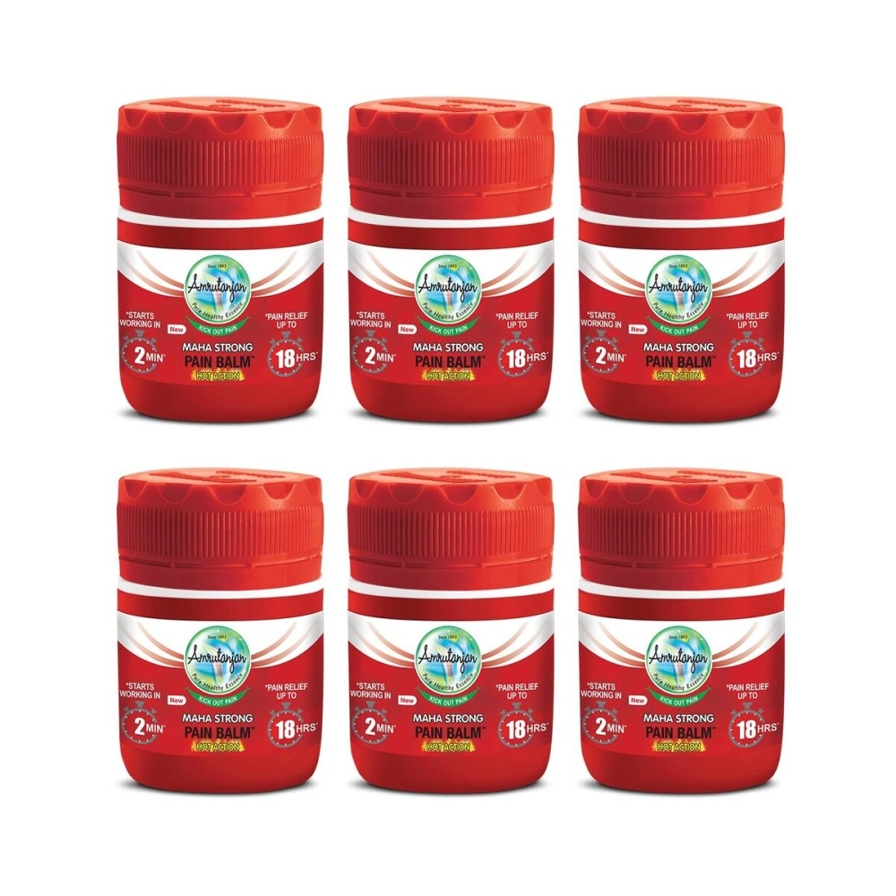 AMRUTANJAN NEW MAHA STRONG PAIN BALM 8 ML - PACK OF 6