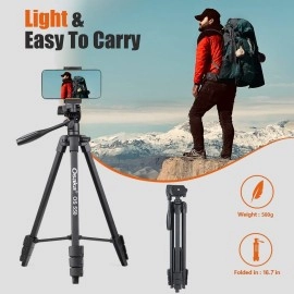 Osaka OS 550 Tripod 55 Inches (140 cm) with Mobile Holder and Carry Case for Smartphone Phone Tripod Stand & DSLR Camera Stand Portable Lightweight Aluminium Tripod