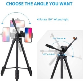 Osaka OS 550 Tripod 55 Inches (140 cm) with Mobile Holder and Carry Case for Smartphone Phone Tripod Stand & DSLR Camera Stand Portable Lightweight Aluminium Tripod