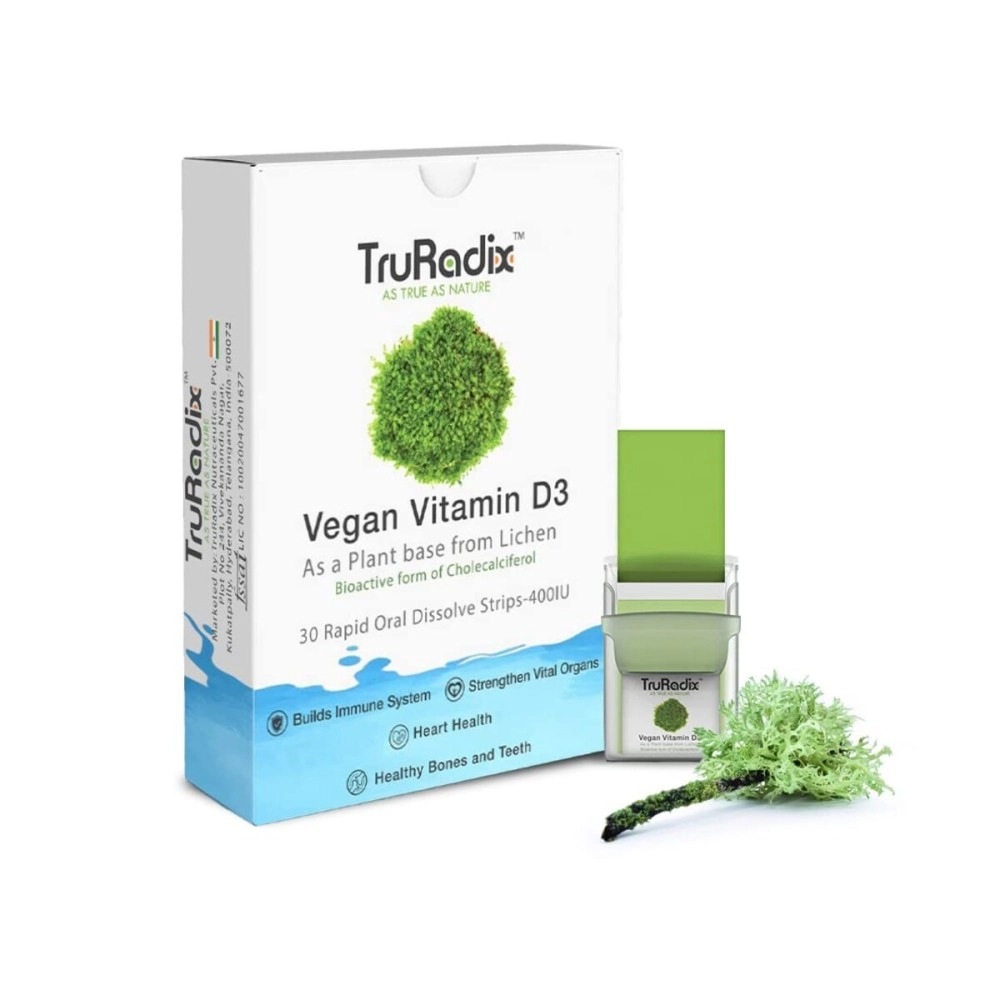 TruRadix Nutrition Vitamin D3 Dissolving Strips - 30 Count 400IU Oral Vitamin Supplement Strips - Naturally Plant-Based D3 Vitamin Formula - Vegan Immune Support Supplement - Fast Absorption