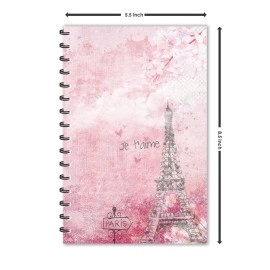 ESCAPER Pink Eiffel Tower Paris (Ruled - A5 Size, 5.5 x 8.5 inch) Designer Notebook, Journal, Notebook, Notepad