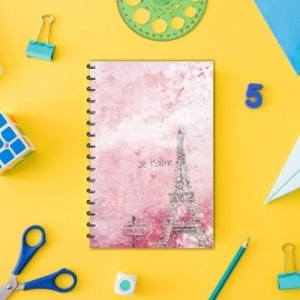 ESCAPER Pink Eiffel Tower Paris (Ruled - A5 Size, 5.5 x 8.5 inch) Designer Notebook, Journal, Notebook, Notepad