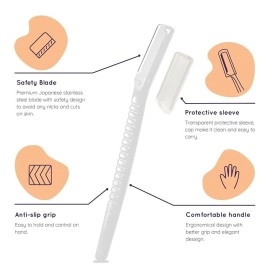 Sanfe Stainless Steel Blade Reusable Glide Face Razor Facial Hair Removal - 3 Units