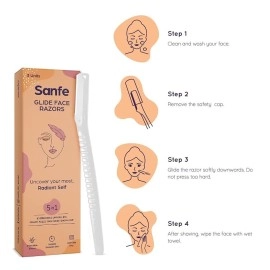Sanfe Stainless Steel Blade Reusable Glide Face Razor Facial Hair Removal - 3 Units