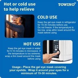 TOWINO CARE Eye Mask With Cooling Gel Eye Mask For Dark Circles,Dry Eyes, Cooling Eyes, Pain Relief, Redness, Eye Patches Eye Cooling Gel Pads For Eye Relaxing Mask Gel Eyes Pack Eye Mask For