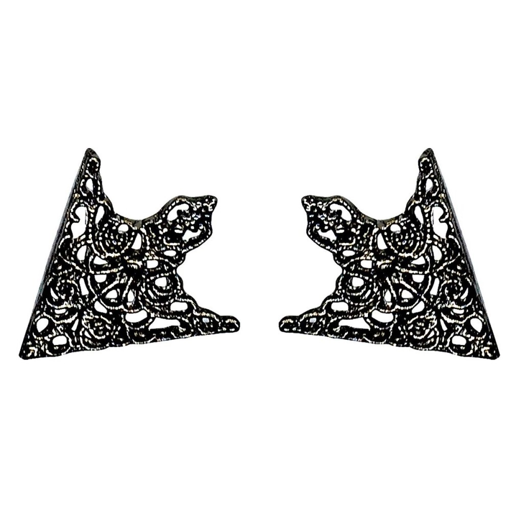 FURE Black Nickel Metal Grill Triangular Collar Pins for Men and Women