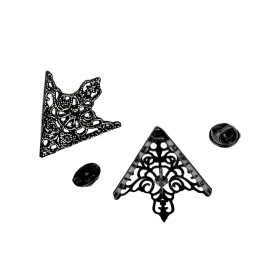 FURE Black Nickel Metal Grill Triangular Collar Pins for Men and Women