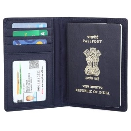 Wildhorn Leather Unisex Passport Wallet (Blue Safiano)