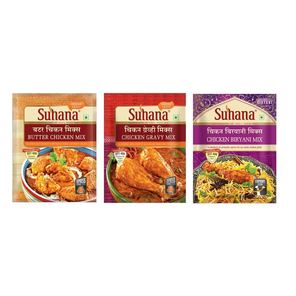Suhana Combo of 6 (Butter Chicken - 2 + Chicken Gravy Mix - 2 + Chicken Biryani Mix - 2) Easy to Cook | Spice Mix
