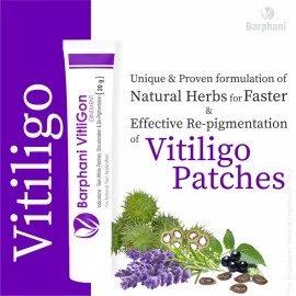Barphani VitliGon -100% Natural Ayurvedic Vitiligo Cream Super Effective on Vitiligo White Patches Discoloration of Skin Safed Daag Leukoderma 120g