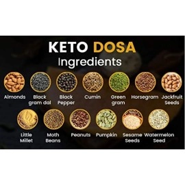 SUPPLE foods Keto Dosa Batter Instant Mix - 400g - Healthy Low Carb, High Protein & Low GI Diet - Easy to Cook Natural Plant Proteins Dosa Mix Powder - Gluten Free and Vegan