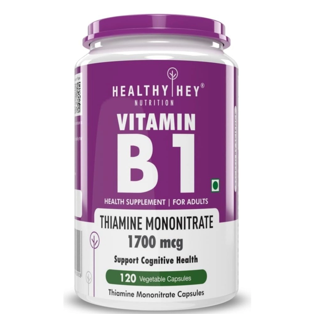 HealthyHey Nutrition Vitamin B1 Thiamine -120 Veg Capsules