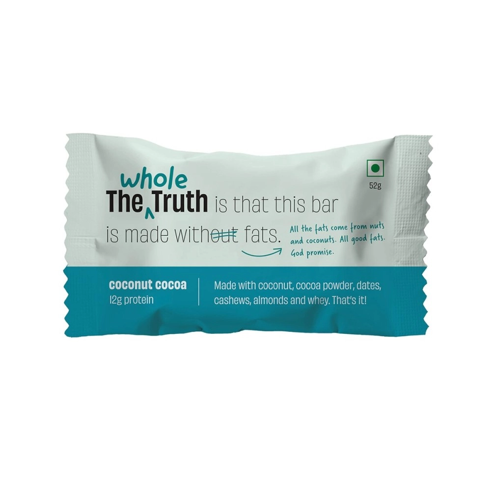 The Whole Truth - Protein Bars - Coconut Cocoa - Pack of 6 (6 x 52g) - No Added Sugar - All Natural