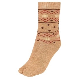CREATURE Warm Woolen Calf Length Thumb Socks For Women Winter Wear (Light brown, Large)- Set of 3 Pairs