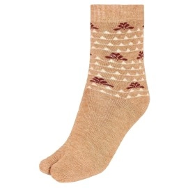 CREATURE Warm Woolen Calf Length Thumb Socks For Women Winter Wear (Light brown, Large)- Set of 3 Pairs